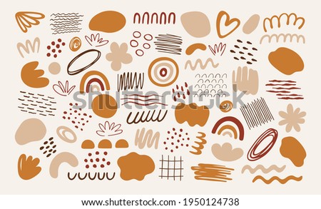 Set of abstract organic art style shapes. Big collection of doodle elements in trendy minimal design. Vector forms for social media stories, post, banner, cover, kids room decoration, pattern, etc. Royalty-Free Stock Photo #1950124738