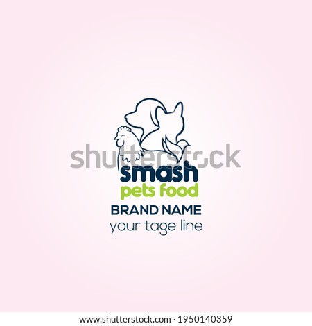 smash pets food vector logo design 
