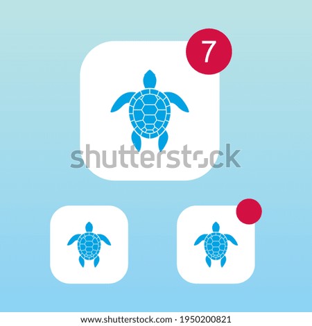 Modern Sea Turtle Icon With Notification