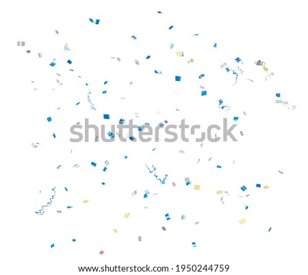 Blue and yellow confetti isolated on white