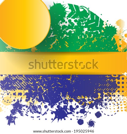 Grunge background with Brazilian flag colors 