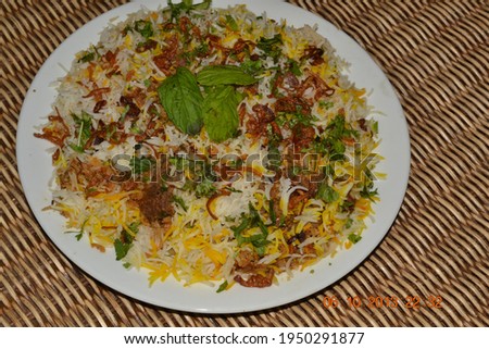 Photography of Tasty Food Indian Biryani at Restaurant.