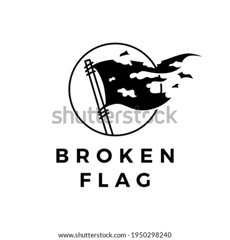 broken flag torn logo vector icon illustration