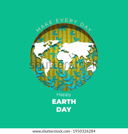 Vector illustration for international earth day, papercut effect