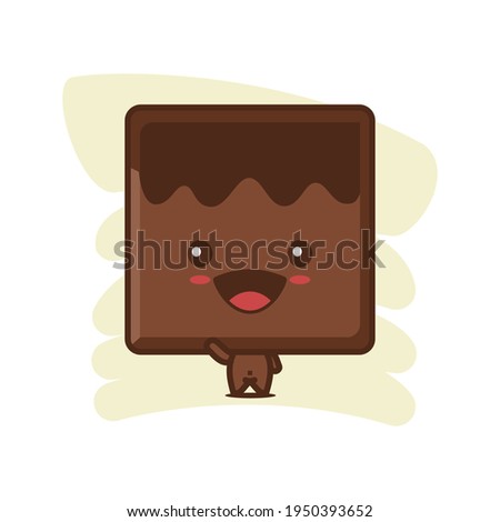 design a cute chocolate bar character with a greeting pose.