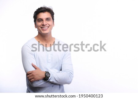 Single man posing on white background