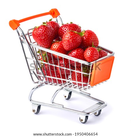 A Shopping Cart full of strawberry Isolated On White background