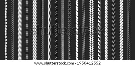 Rope brushes set. Plaits pattern. Thick cord or wire elements. Seamless marine rope texture for decoration. Royalty-Free Stock Photo #1950412552