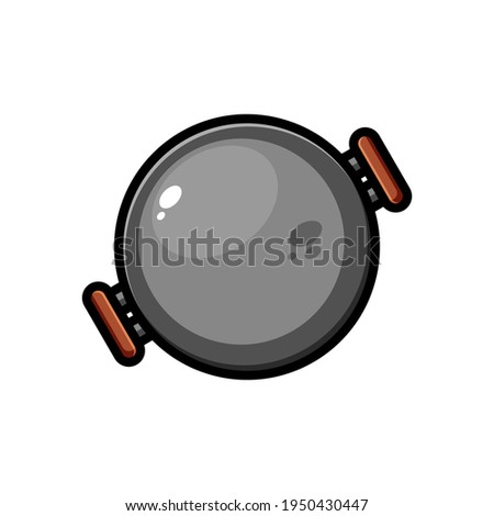vector frying pan illustration design. The frying pan with an outline is suitable for stickers, icons, mascots, logos, clip art, and other graphic purposes