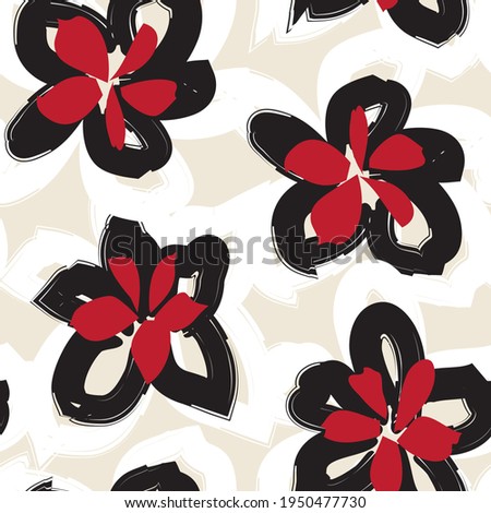 Red Floral brush strokes seamless pattern background for fashion prints, graphics, backgrounds and crafts