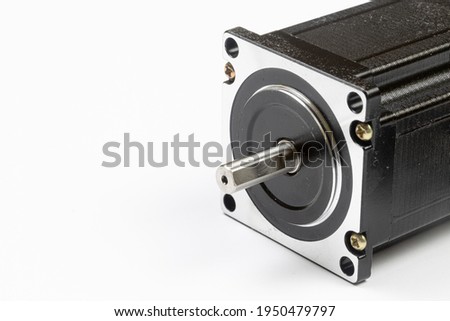 Stepper Motor for CNC machining with copy space. Royalty-Free Stock Photo #1950479797