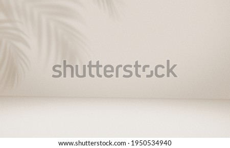 Empty palm shadow brown color texture pattern cement wall background. Used for presentation  business nature organic cosmetic products for sale shop online. Summer tropical beach with minimal concept. Royalty-Free Stock Photo #1950534940