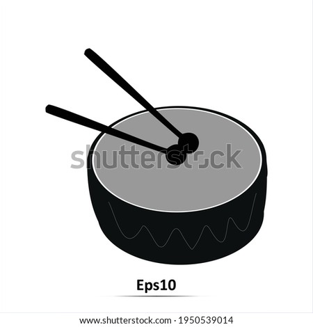 Toy drum and drumsticks. Vector icon. EPS10