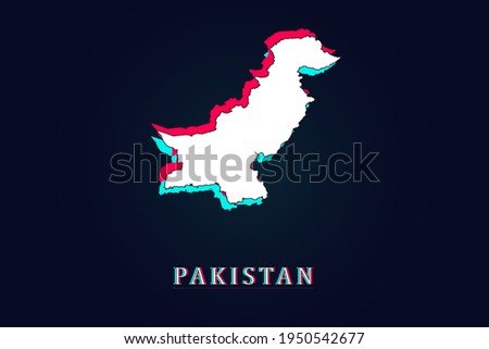 Pakistan Map - World map vector template with Unique Design Abstract Digital Glitch and 3d  including blue, red and white color isolated on dark background - Vector illustration eps 10