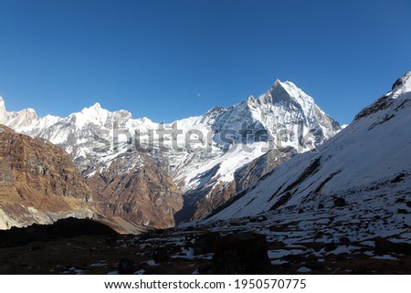 Annapurna range landscape viewed, Gandaki Zone, Nepal