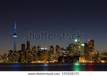 Toronto Skyline at Dusk with copy space on the right