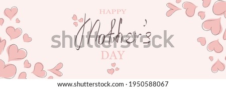 Sweet hearts on pink  background. Mothers day greeting card for celebration design. Love symbol. Modern vector illustration.  