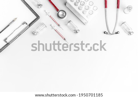 Flat lay photo of online medicine concept
