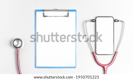 Flat lay photo of online medicine concept