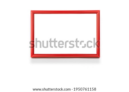 Red frame isolated on white background. Mock up for your design. Template