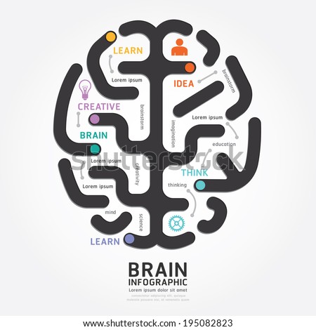 infographics vector brain design diagram line style template