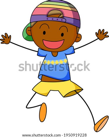 Happy boy doodle cartoon character isolated illustration
