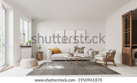 Modern interior design for home, office, interior details, upholstered furniture on a white wall background. Royalty-Free Stock Photo #1950961870
