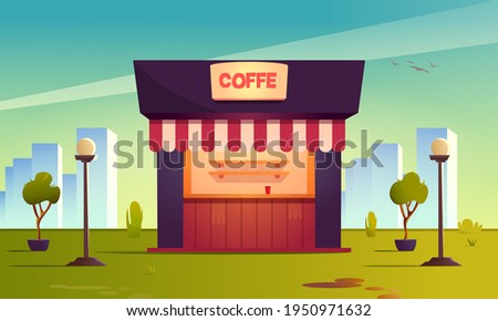 Street Cafe. Coffee shop. City cafe. Garden. Summertime city view. Flat design concept. Vector illustration