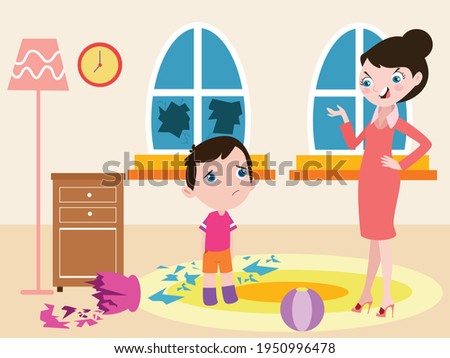 Mother gets angry to her son vector concept for banner, website, illustration, landing page, flyer, etc.