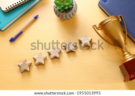 concept image of setting a five star goal. increase rating or ranking, evaluation and classification idea Royalty-Free Stock Photo #1951013995