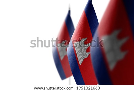 Small national flags of the Cambodia on a white background
