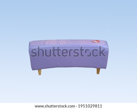 Sofa chair with spaced symbols on isolated white background 