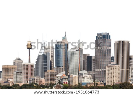 Cityscape of Sydney (Australia) isolated on white background