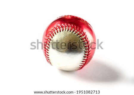 Red and silver Baseball ball isolated on white background
