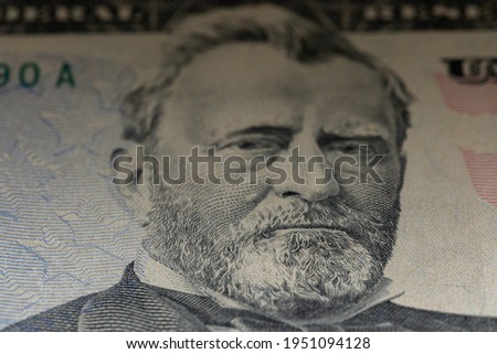Closeup 50 Dollar Banknote. Fifty USD background. United States Dollar Bills.