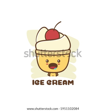 mascot of cute bowl ice cream character. suitable for use as, mascot logos, menus, stickers, cards etc.