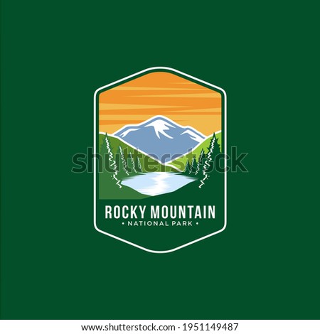 Illustration of Rocky Mountains National Park emblem patch logo