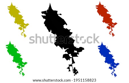 Silhouette of a map of the city of Radcliff in Kentucky, United States on a white background