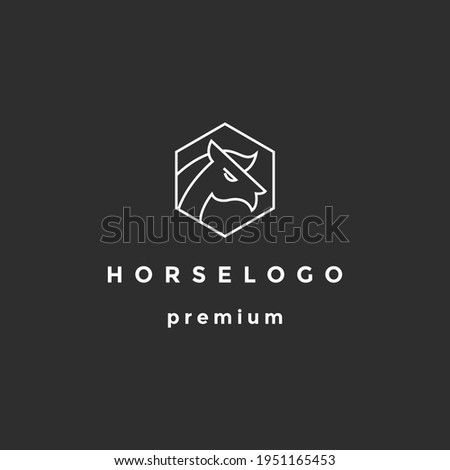  Vector linear icons and horse vector logo design elements on black background