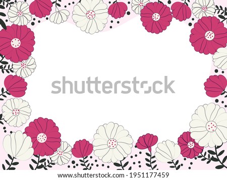 Vector Flowers With Leaves Decorated Border Background And Space For Text.