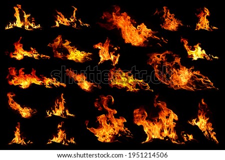 Blurred flames on a black background Picture of burning flame text,A group of heat energy bonfire groups that burn the fuel On a bl