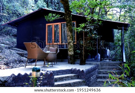 Beautiful picture of house in jungle for camping. Selective Focus On Subject