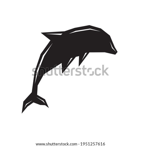 Dolphin Silhouette Vector Images, Flat Icons, Graphics, Logo Design. Black Dolphin Design Vector Illustration. Dolphin side view isolated white background. Editable Sea Animal Templates Clipart Symbol