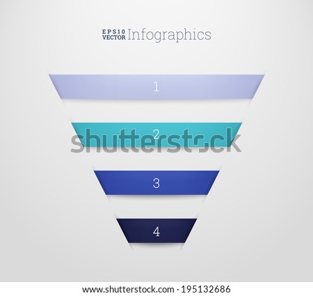 Four minimal 3d cut-out paper ribbon illustration for workflow layout, web site banner, numbered infographics diagram - blue scale version
