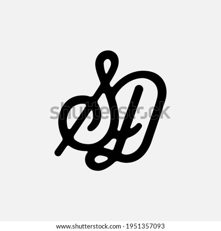Monogram logo letter S, D, SD or DS vintage, simple, classic, black color on white background