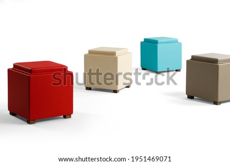pouf chair different colors isolated on white background . Royalty-Free Stock Photo #1951469071