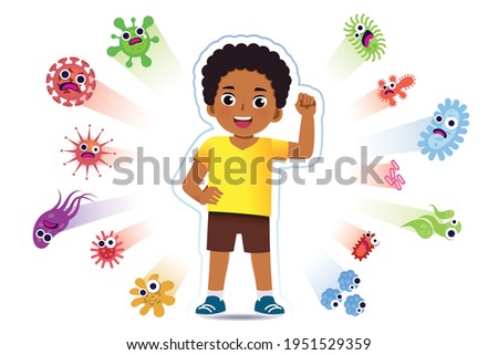 African boy is immune to certain bacteria and viruses so that he can live and have a fun, age-appropriate life. Safety in keeping children away from serious diseases.