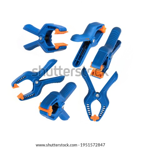 Plastic clamp for connecting any parts isolated on a white background