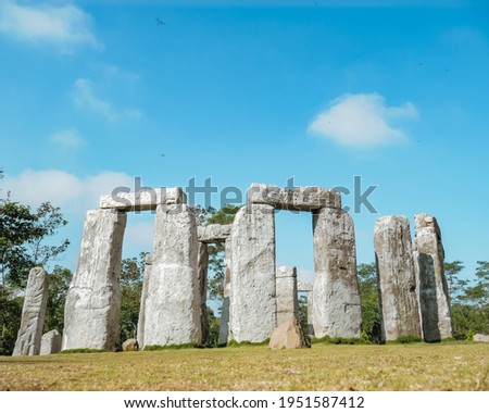 Beautiful Landscape view of the unique stone arrangement at Stonehenge, Magelang, Central java, Indonesia (6 January 2019)