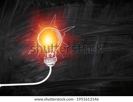idea concept with innovation and inspiration, Lightbulb drawn by chalk representing ideas